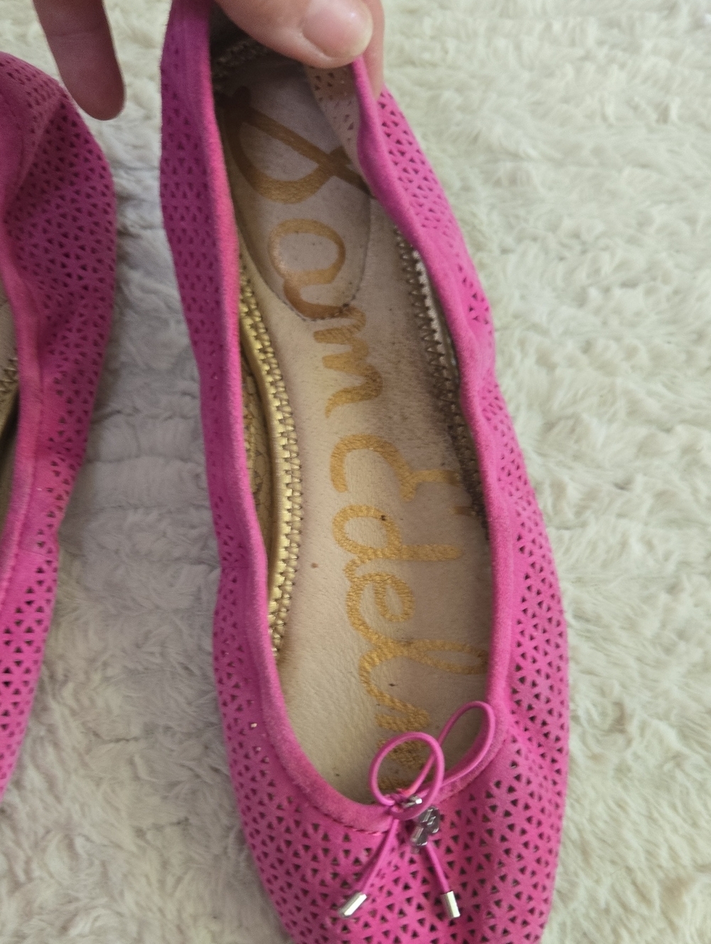 Sam Edelman Hot Pink Perforated Ballet Flats - Picture 3 of 5